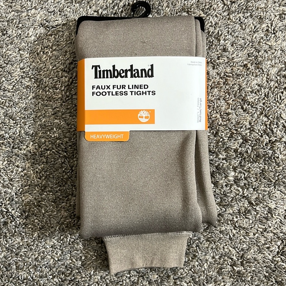Timberland Faux Fur Lined Footless Tights Sz M/L NWT